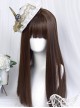 Daily Versatile Natural Black Medium Straight Hair JK School Lolita Cute Flat Bangs Full Head Wig