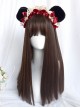 Daily Versatile Natural Black Medium Straight Hair JK School Lolita Cute Flat Bangs Full Head Wig