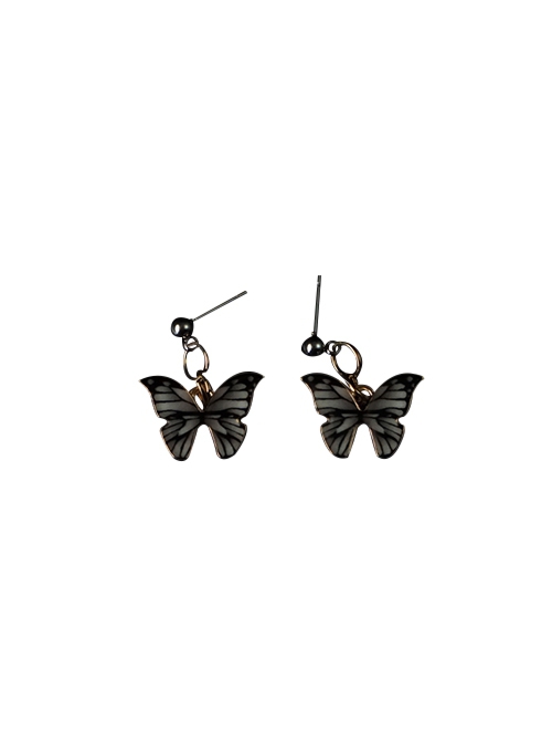 Handmade Drip Oil Sealing Layer Exquisite Simulated Versatile Butterfly Dark Subculture Gothic Lolita Ear Studs