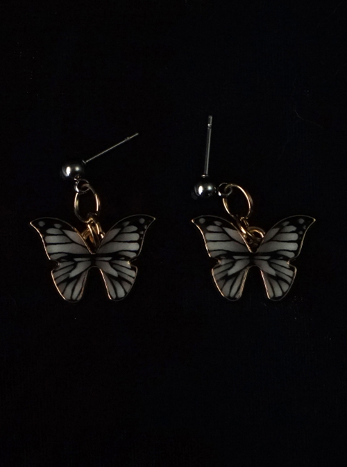 Handmade Drip Oil Sealing Layer Exquisite Simulated Versatile Butterfly Dark Subculture Gothic Lolita Ear Studs