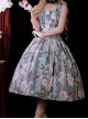 Forest Basket Series Retro Sea Salt Rose Blue White Print Pastoral Style Classic Lolita Sleeveless Dress JSK