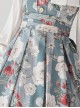 Forest Basket Series Retro Sea Salt Rose Blue White Print Pastoral Style Classic Lolita Sleeveless Dress JSK