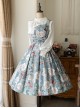 Forest Basket Series Retro Sea Salt Rose Blue White Print Pastoral Style Classic Lolita Sleeveless Dress JSK