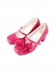 Miss Tea Series French Elegant Bowknot Square Head Mary Jane Classic Lolita Patent Leather Low Heels Shoes
