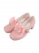 Miss Tea Series French Elegant Bowknot Square Head Mary Jane Classic Lolita Patent Leather Low Heels Shoes