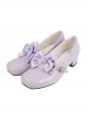 Miss Tea Series French Elegant Bowknot Square Head Mary Jane Classic Lolita Patent Leather Low Heels Shoes