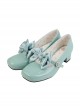 Miss Tea Series French Elegant Bowknot Square Head Mary Jane Classic Lolita Patent Leather Low Heels Shoes