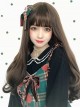 Insomnia Girl Series Soft Girl Gentle Elegant Chocolate Brown Long Curly Hair Flat Bangs Classic Lolita Full Head Wig