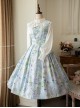 Forest Basket Series Retro Pastoral Style Fresh Light Blue Hydrangeas Print Classic Lolita Sleeveless Dress JSK