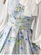 Forest Basket Series Retro Pastoral Style Fresh Light Blue Hydrangeas Print Classic Lolita Sleeveless Dress JSK