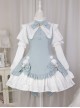 Heartbeat Contract Series Magical Girl Sweet Lolita Pointed Collar Spliced Ruffles Star Bowknot Puff Long Leeves Dress OP