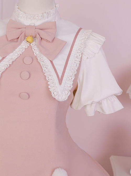 Heartbeat Contract Series Magical Girl Sweet Lolita Pointed Collar Spliced Ruffles Star Bowknot Puff Long Leeves Dress OP