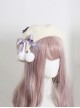 Japanese Style Sweet Girly Wool Autumn Winter Warm Handmade Fur Ball Bowknot Sweet Lolita Painter Hat Beret