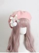 Handmade Autumn Winter Warm Wool Pink Style Cute Girly Fur Ball Bowknot Sweet Lolita Painter Hat Beret