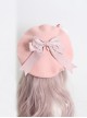 Handmade Autumn Winter Warm Wool Pink Style Cute Girly Fur Ball Bowknot Sweet Lolita Painter Hat Beret