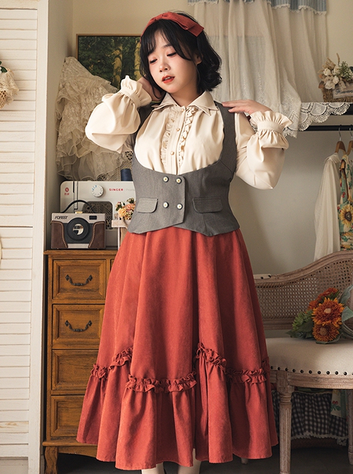 Forest Basket Series Spring Autumn Retro Versatile Button Classic Lolita Vest Waistcoat Corset