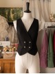 Forest Basket Series Retro V Neckline Tighten Waist Button Versatile Classic Lolita Sleeveless Business Suit Vest