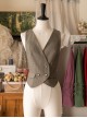 Forest Basket Series Retro V Neckline Tighten Waist Button Versatile Classic Lolita Sleeveless Business Suit Vest