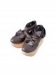 Wood Grain Humanoid Girl Series Retro Elegant Doll Sense Sweet Lolita Strappy Wood Grain Texture Platform Shoes