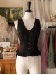 Forest Basket Series Asymmetrical Design Ruffles Simple Retro Button Tighten Waist Classic Lolita Sleeveless Vest