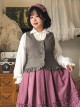 Forest Basket Series Asymmetrical Design Ruffles Simple Retro Button Tighten Waist Classic Lolita Sleeveless Vest