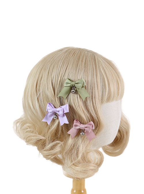 Japanese Style JK Girl Sweet Lolita Cute Versatile Mini Bell Bowknot Hairpin Bangs Clip Side Clip