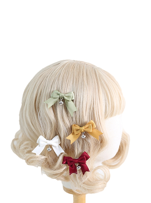 Japanese Style JK Girl Sweet Lolita Cute Versatile Mini Bell Bowknot Hairpin Bangs Clip Side Clip