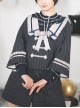 Midnight Flight Series Ruffled Navy Blue Crew Neck Bowknot Solid Color Versatile Ouji Fashion Long Sleeve Shirt