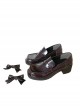 College Style Daily Patent Leather Glossy JK Lolita Square Toe Thick Mid Heel Uniform Shoes