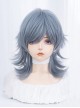 New Chinese Style Light Greyish Blue Cool Boy Curly Ouji Fashion Wolf Tail Mullet Head Full Head Wig