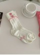 College Style Daily Simple Contrasting Colors Stripe Button Cute Sweet Lolita Fashion Cotton Cuffed Socks