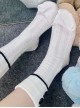 College Style Daily Simple Contrasting Colors Stripe Button Cute Sweet Lolita Fashion Cotton Cuffed Socks