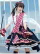 Singing Costume Series Vitality Girl Idol Plaid Ribbon Bowknot Sweet Lolita Short Sleeves Shirt Skirt Full Set