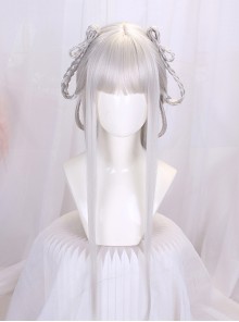 Chinese Style Hanfu Ancient Costume Junior Sister Styling Long Hair Flat Bangs Cute Classic Lolita Full Head Wig