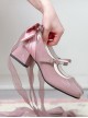 Little Night Daisy Series Elegant Light Purple Patent Leather Square Head Bowknot Diamond  Button Classic Lolita Shoes