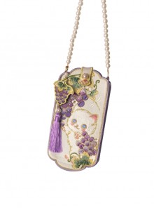 Grape Meow Series Ancient Embroidered Cute White Cat Hanfu Chinese Style Kawaii Fashion Convenient Crossbody Phone Bag