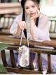 Grape Meow Series Ancient Embroidered Cute White Cat Hanfu Chinese Style Kawaii Fashion Convenient Crossbody Phone Bag