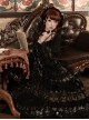 Day Night Light Series Gorgeous Noble Elegant Palace Style Dark Black Gothic Lolita Black Wedding Dress Veil Full Set