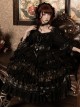 Day Night Light Series Gorgeous Noble Elegant Palace Style Dark Black Gothic Lolita Black Wedding Dress Veil Full Set