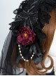 Day Night Light Series Gorgeous Noble Elegant Palace Style Dark Black Gothic Lolita Black Wedding Dress Veil Full Set