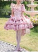 Puff Rose Series Princess Fluffy Ruffled Ballet Style Doll Sense Sweet Lolita Bowknot Tail Puff Sleeves Dress OP