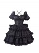 Puff Rose Series Princess Fluffy Ruffled Ballet Style Doll Sense Sweet Lolita Bowknot Tail Puff Sleeves Dress OP