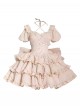 Puff Rose Series Princess Fluffy Ruffled Ballet Style Doll Sense Sweet Lolita Bowknot Tail Puff Sleeves Dress OP