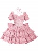 Puff Rose Series Princess Fluffy Ruffled Ballet Style Doll Sense Sweet Lolita Bowknot Tail Puff Sleeves Dress OP