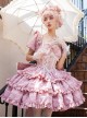 Puff Rose Series Princess Fluffy Ruffled Ballet Style Doll Sense Sweet Lolita Bowknot Tail Puff Sleeves Dress OP