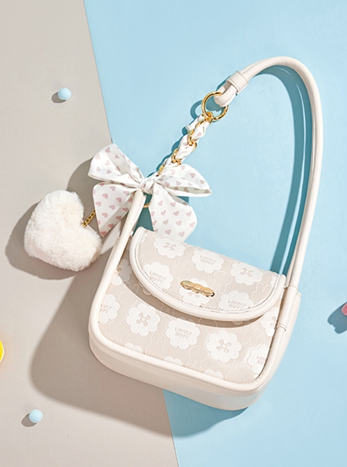 Miffy Bunny Sweet Girl Daily Versatile Soft Cute Macaron Romantic Love Bowknot Pendant Kawaii Fashion Armpit Bag