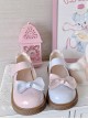 Macaron Series Cute Daily Lovely Round Toe Bowknot Biscuit Rubber Flat Sole Sweet Lolita Shallow Mouth Shoes