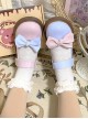 Macaron Series Cute Daily Lovely Round Toe Bowknot Biscuit Rubber Flat Sole Sweet Lolita Shallow Mouth Shoes