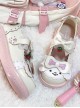 Little White Series Daily Cute Cartoon White Dog Strawberry Bone Bowknot Sweet Lolita Soft Flat Shoes