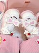 Little White Series Daily Cute Cartoon White Dog Strawberry Bone Bowknot Sweet Lolita Soft Flat Shoes